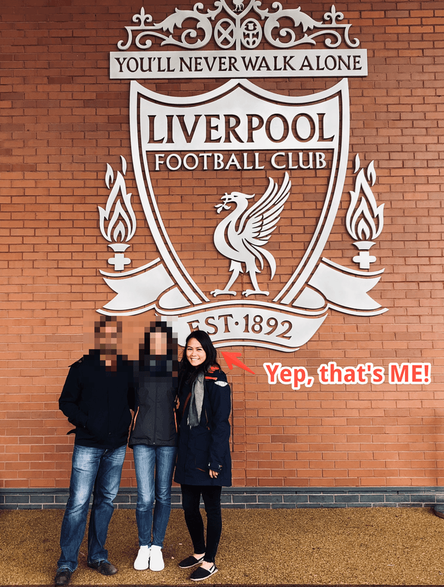 Aggy, founder of Watch Liverpool With Us, at Anfield Stadium